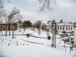 Photo of campus covered in snow